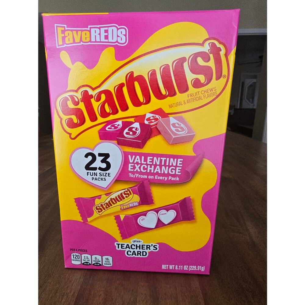 Starburst FaveReds Valentines Exchange Box (23 Fun size packs) NIB